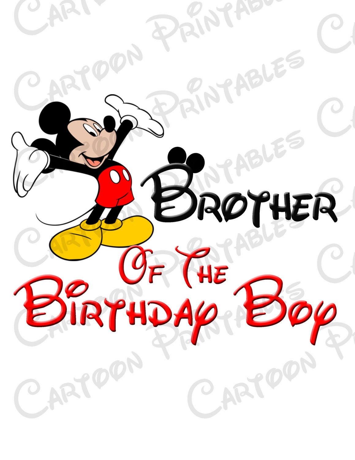 Mickey Mouse Brother of The Birthday Boy IMAGE Printable Clip