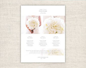 Wedding Photography Pricing Template Design - Photo Marketing Template for Photographers - Photoshop Design Templates, INSTANT DOWNLOAD