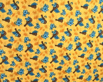 Ukuleles and Lotus Flowers Aloha Shirt - handmade to order