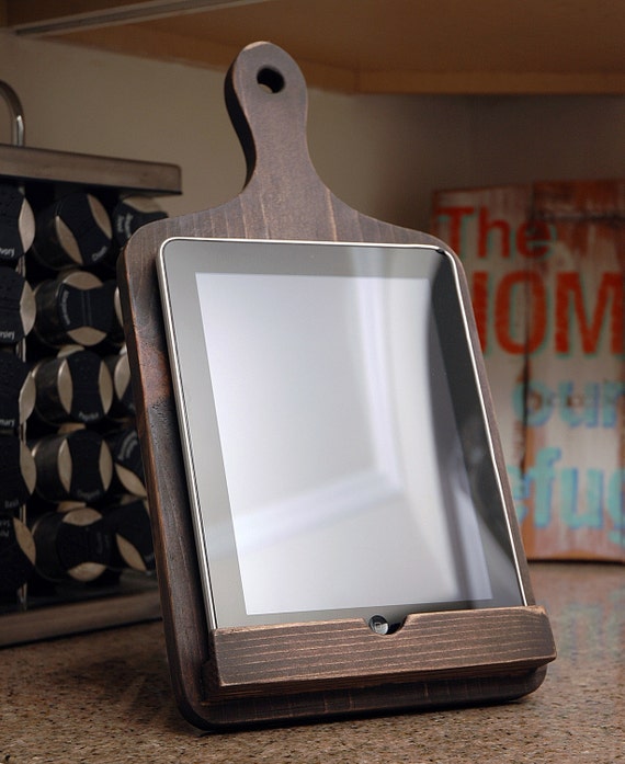 Ipad Stand Kitchen Tablet Holder Cutting Board by RusticaHomeDecor