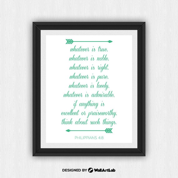 Items similar to Mint Green Bible Verse Print, Philippians 4 Bible