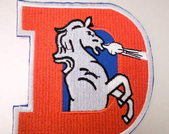 Denver Broncos Throwback D Logo Iron On Patch 3 1/2" x 3 1/4" Football Logo Sewn On or Iron On Free Shipping