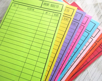 Cash Envelope System, Dave Ramsey, Cash log - Vertical Layout