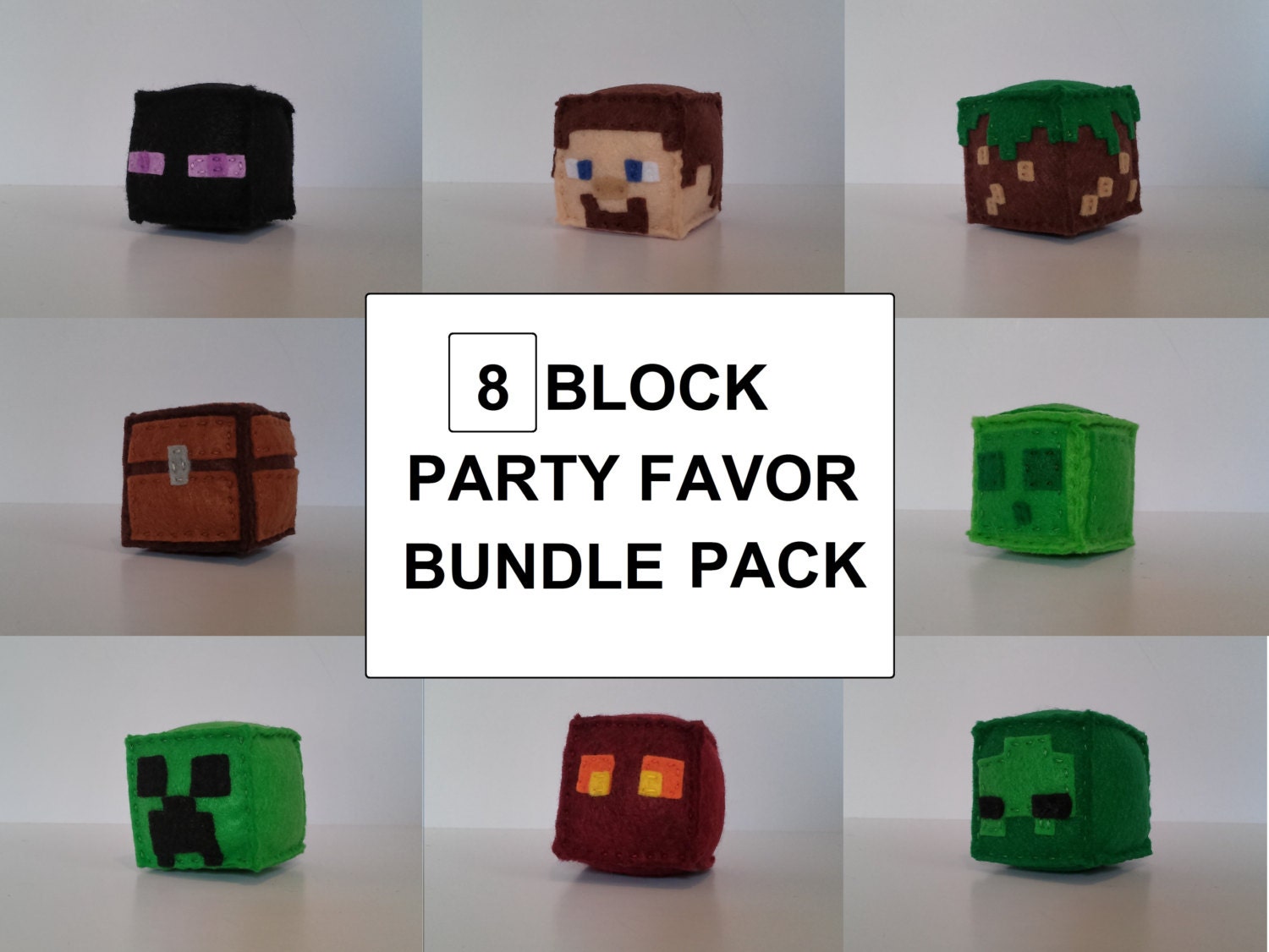 Minecraft Party Favor Bundle All 8 Blocks Gamer by PlushiesbyRenee