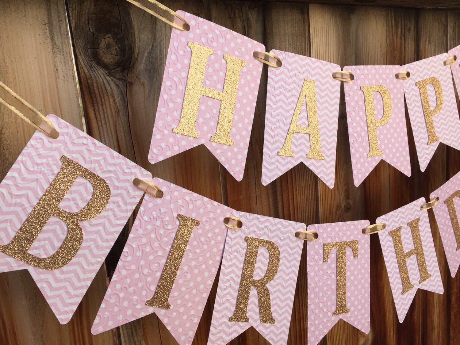 Pink and Gold Happy Birthday Banner Pink and Gold Birthday