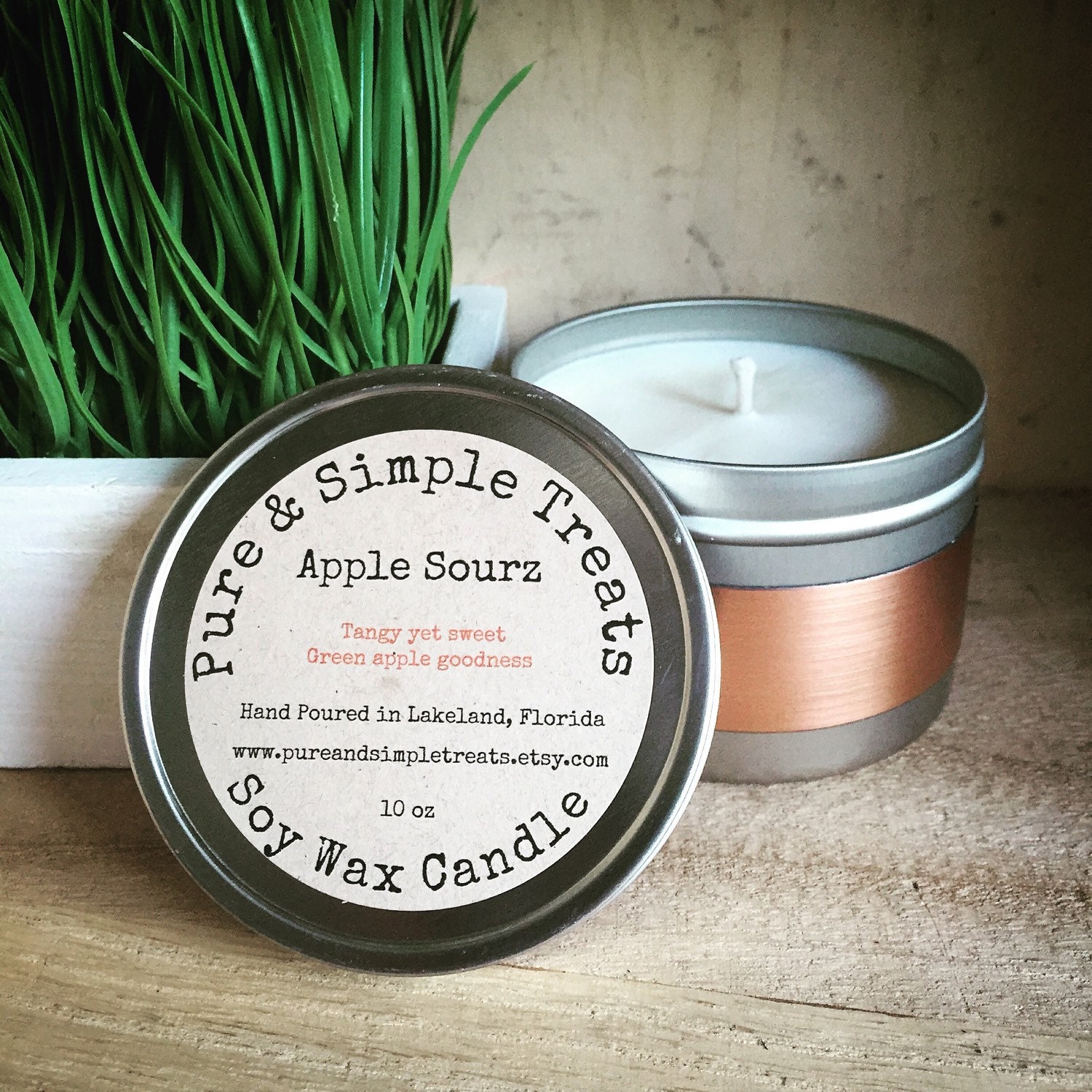Apple Sourz 10oz Soy Candle by PureAndSimpleTreats on Etsy