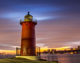 Little Red Lighthouse, fine art print, nyc, long exposure, night shot, New York, New Jersey, Lighthouse photo, wall art