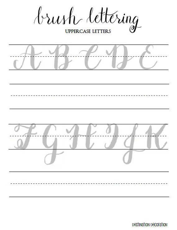 Brush Lettering Practice Worksheets Uppercase by StunningScript