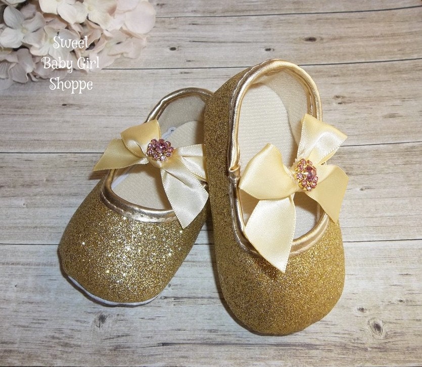 Gold Baby Shoes for Gold 1st Birthday by SweetBabyGirlShoppe