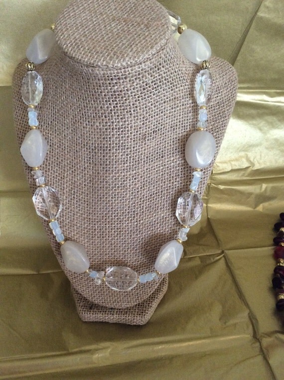 Clear and Gold Color Beads Necklace