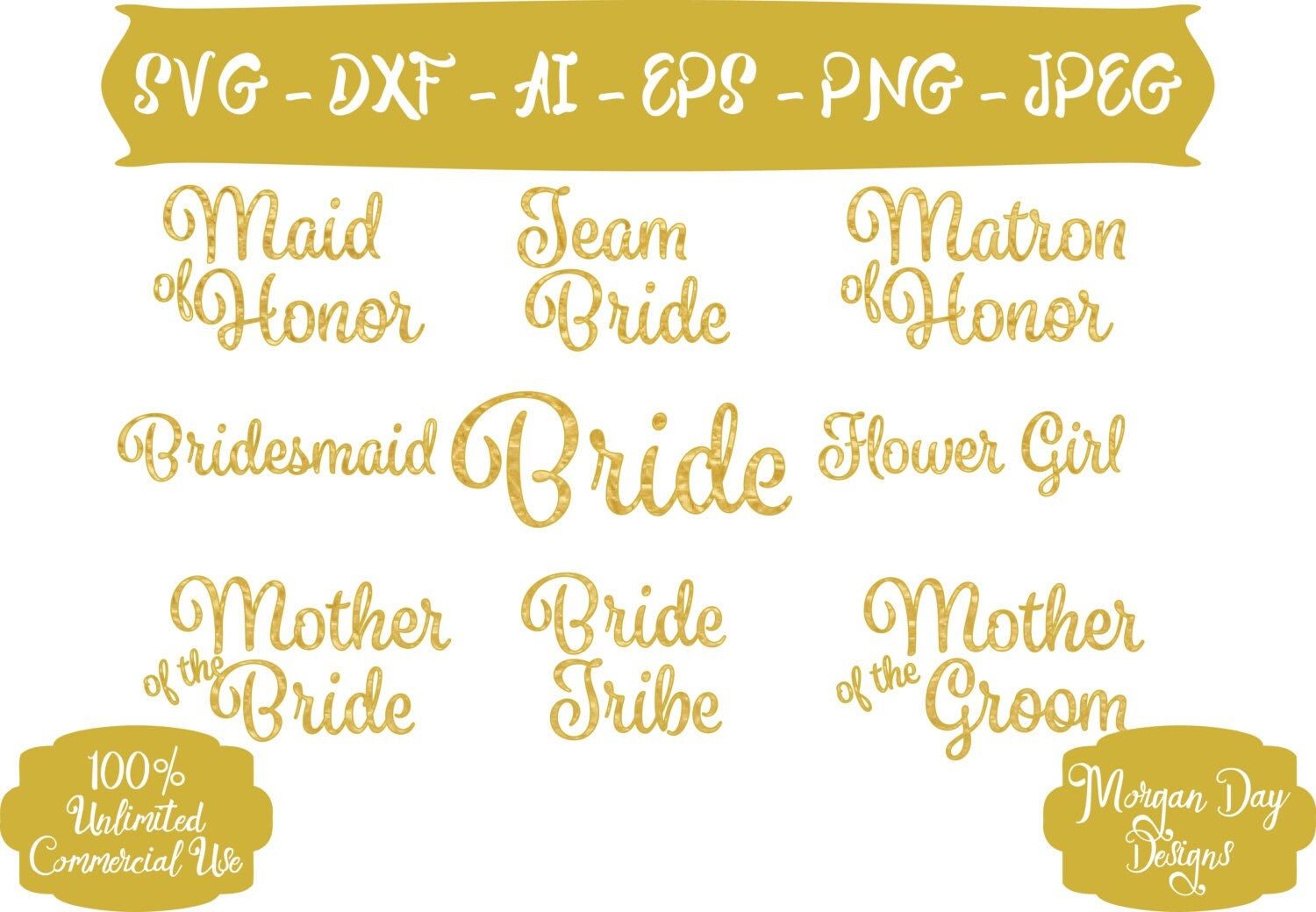 Bridal Party SVG file Wedding SVG Wedding Clip Art Team