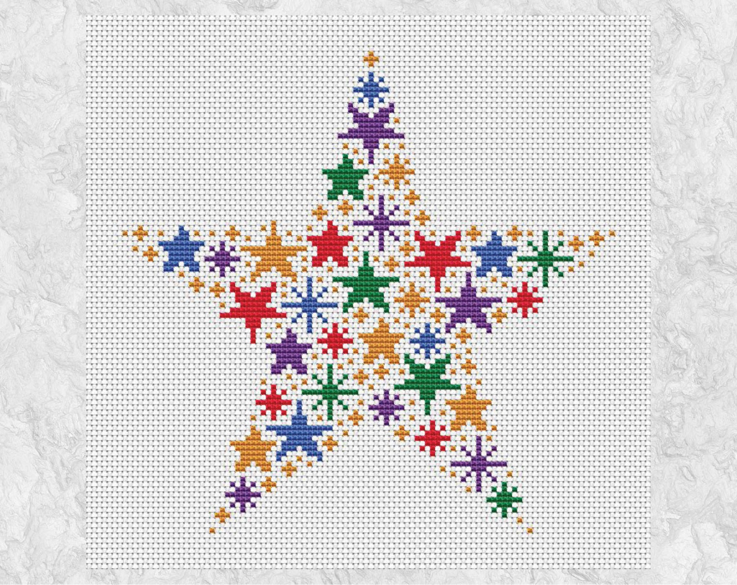 Download Rainbow stars cross stitch pattern, modern counted cross stitch chart PDF, simple, easy, quick ...