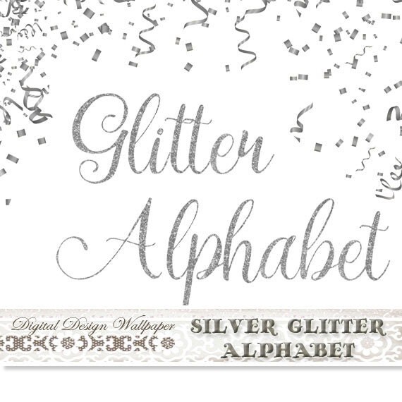 silver fancy glitter alphabetsilver glitter letterscursive