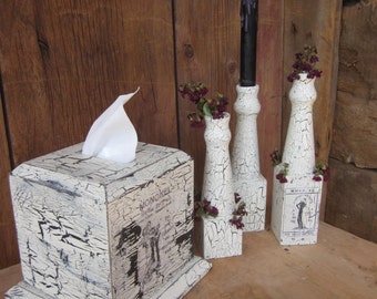 Tissue Box and Candle/Dried Flower Vases