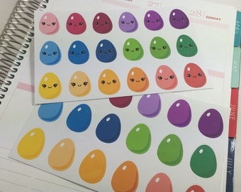 NEW! Easter Egg Planner Sticker with and without Kawaii Faces! Perfect for Erin Condren, Kikki K, and More!