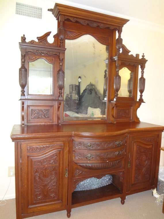 American Antique Victorian Hutch/Buffet/Sideboard Server