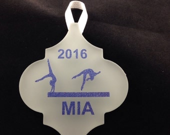 Personalized Gymnastics Frost Tile Christmas Ornament
