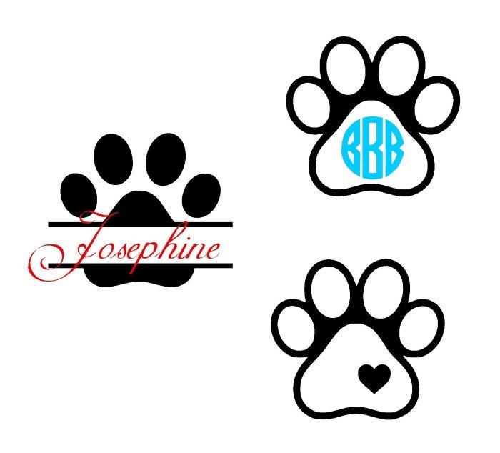 Download split dog paw monogram SVG Cut File for by OhThisDigitalFun