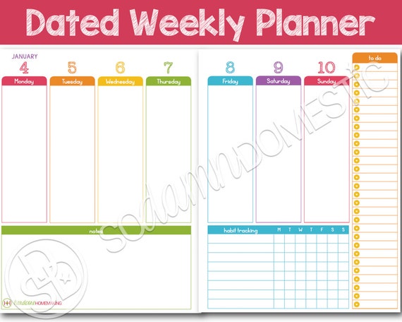 2016 dated weekly planner printable 2 page by sodamndomestic