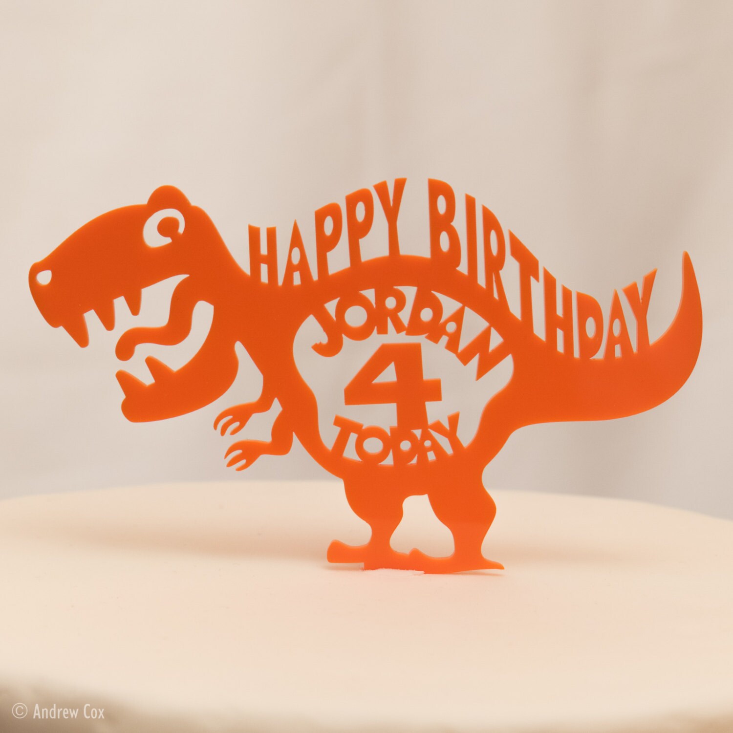 Download Happy Birthday Cake Topper T-Rex Dinosaur Personalised Acrylic