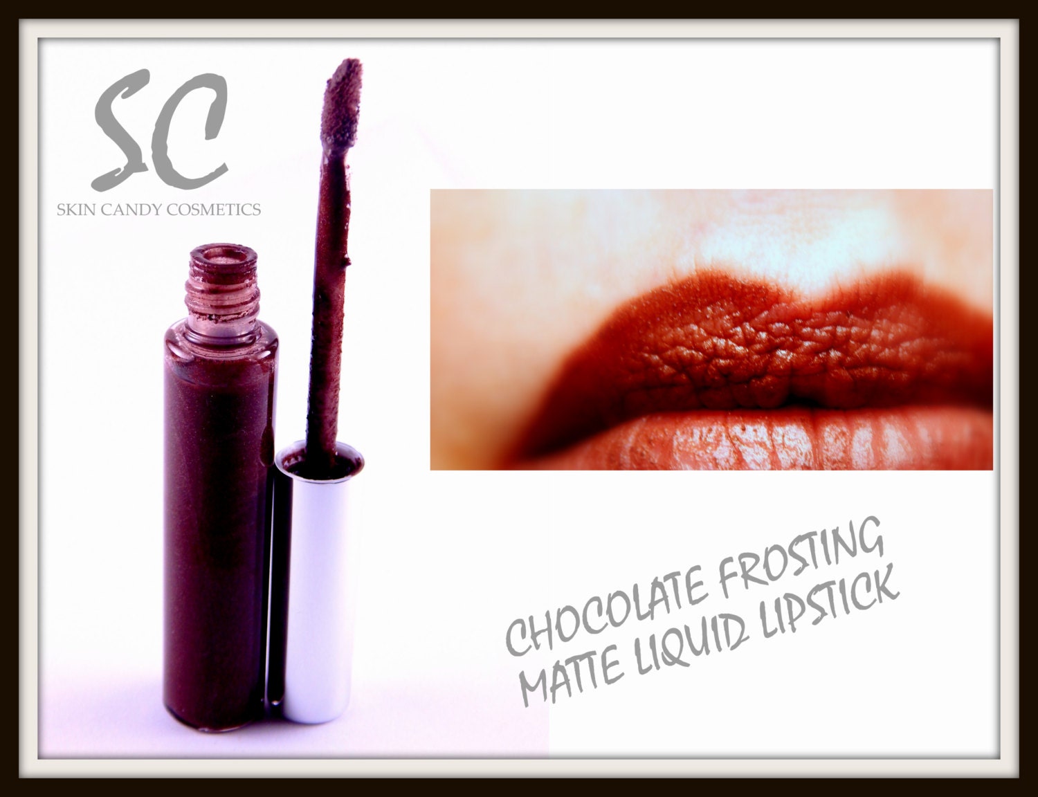 Chocolate Brown Matte Liquid Lipstick Non by SkinCandyCosmetics