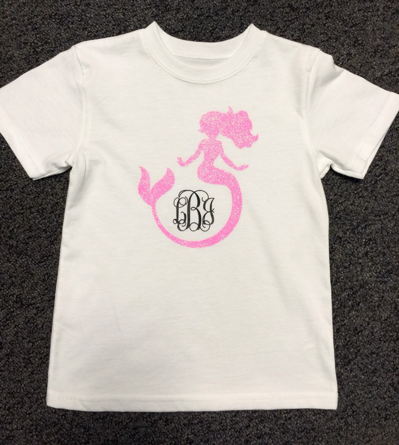 Girls Mermaid Shirt Mermaid Monogram Shirt Vinyl Sparkle