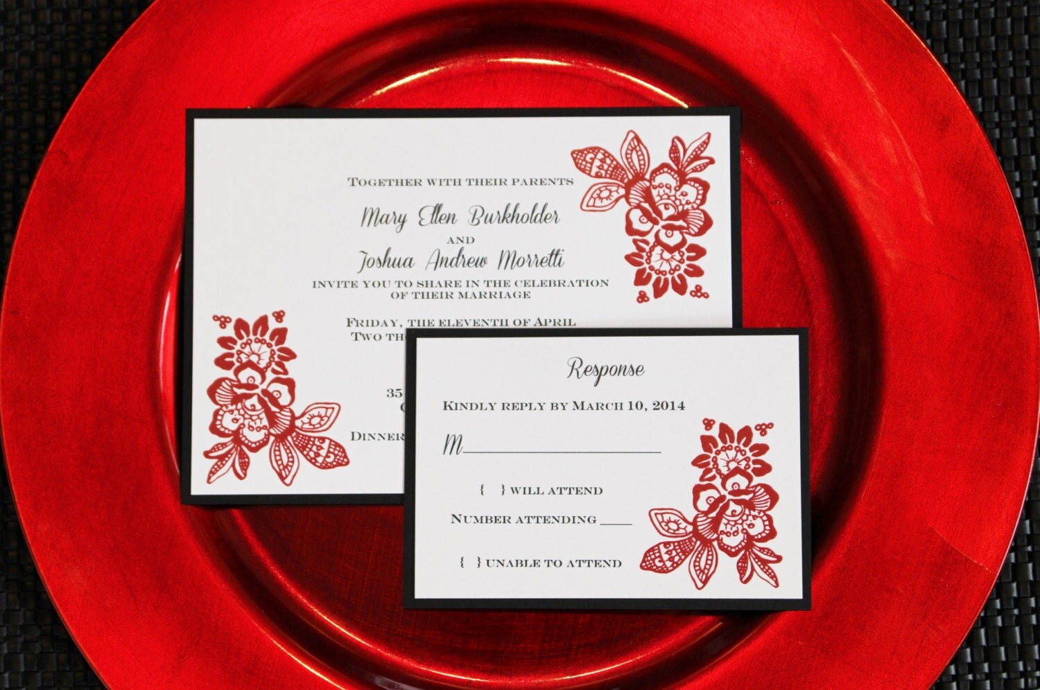 Handmade Custom Invitation Suite Purchase Deposit to Change
