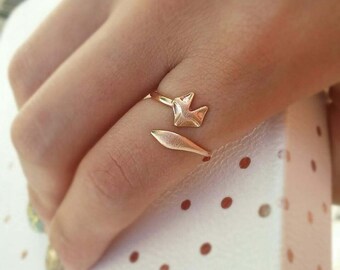 Fox Ring, adjustable ring, character ring, fox tail, animal shaped rings, fun rings, matte rings, textured, friendship rings, dainty rings