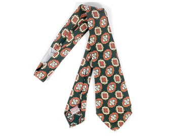 Vintage 50s Tie - 50s Necktie - 50s Paisley Tie - Green Orange White - Superba Tie - 50s Cravat - 50s Preppy Tie - Rockabilly - NOS - NWT