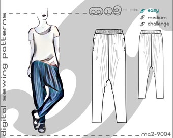 Classy Harem Sarouel Afghan Pants with Pockets (sizes S-M-L-XL) Digital PDF Sewing Pattern for Women >mc2patterns< mc2-9004