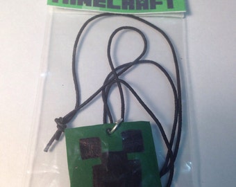 Minecraft Creeper clay charm neckalce / polymer clay jewelry / minecraft party favor
