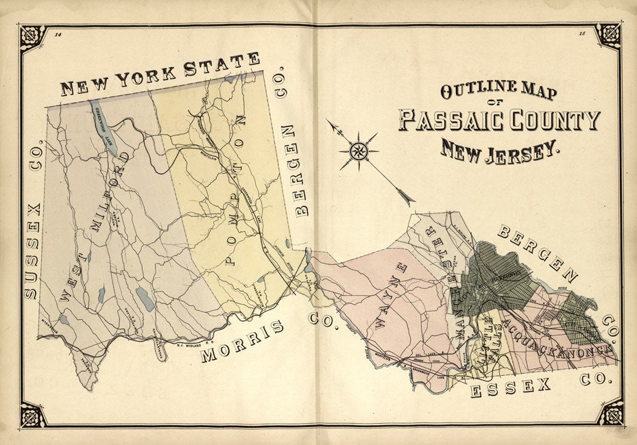 1877 Map of Passaic County New Jersey
