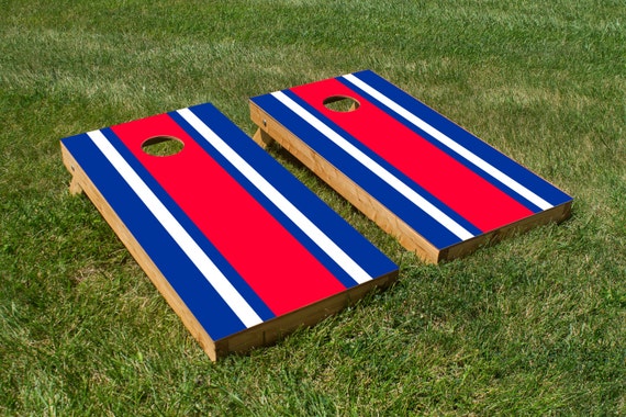 Classic Red White And Blue Stripe Cornhole Board Set With