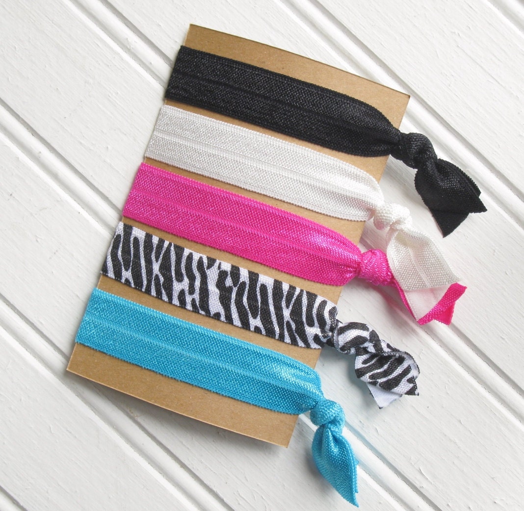 Elastic Hair Ties Set of 5 Pony Tail Holders Creaseless