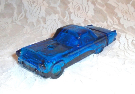 AVON Decanter 55 Thunderbird Blue Glass Bottle by MrsFullersAttic