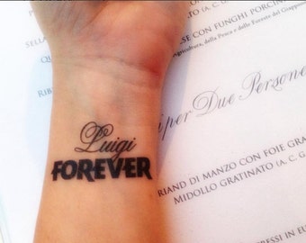 Tatouage personnalisé "Prénom + FOREVER" (Saint Valentin, Anniversaire, Mariage, Fiançailles, Fête, Birthday, Tattoo, Cadeau)