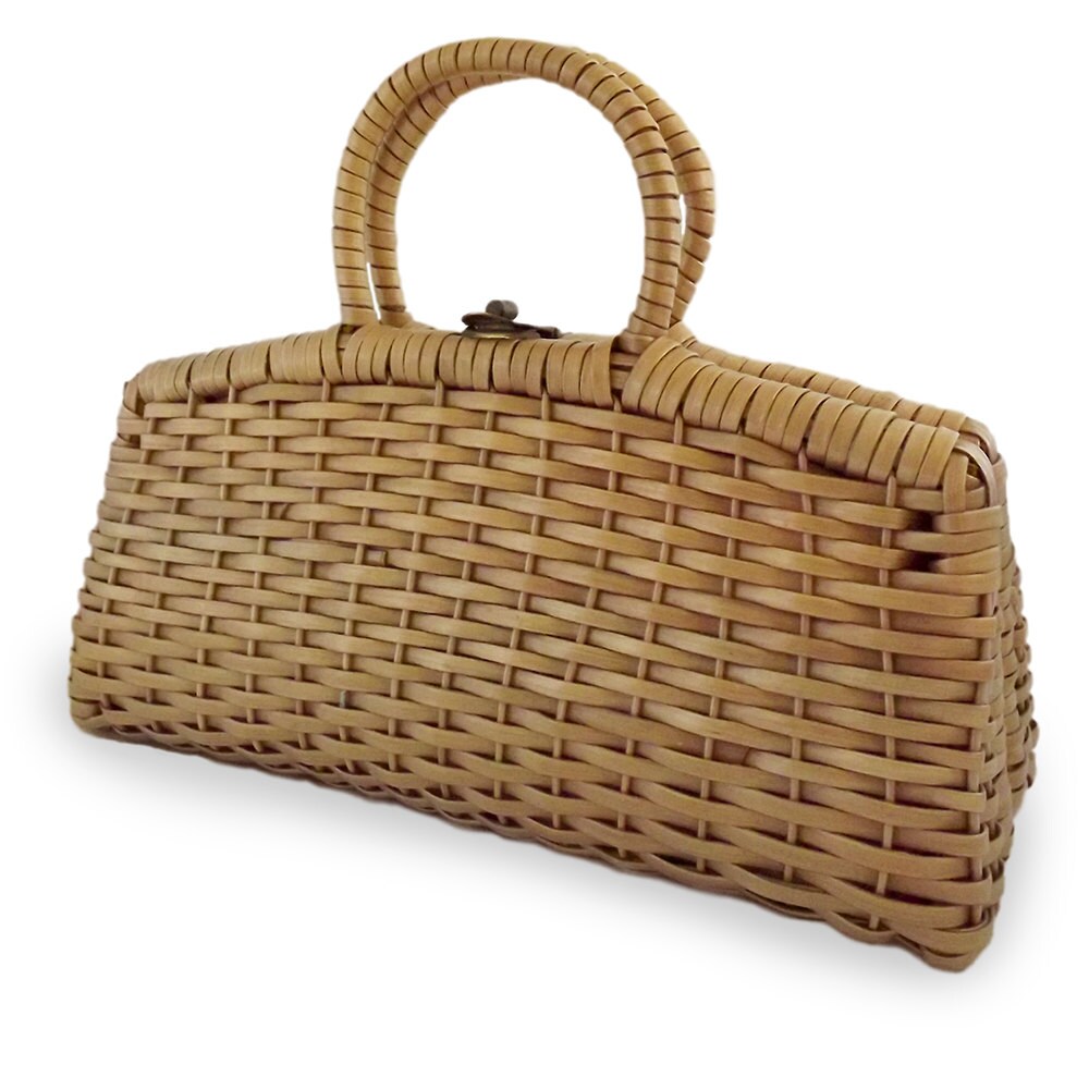 Vintage Wicker Handbag Made in Hong Kong