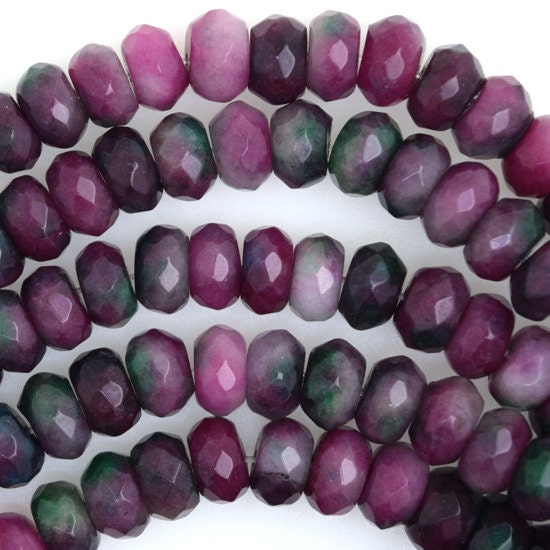 10mm faceted watermelon tourmaline jade rondelle by EagleBeadz