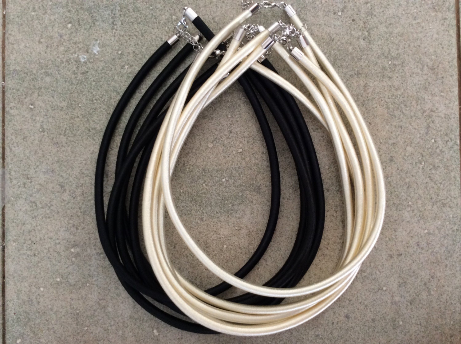 1 pc silk cord necklace black or Ivory choker jewelry supplies