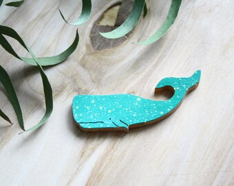 Turquoise whale brooch pin/ Hipster pin / Turquoise cachalot pin / Animal brooch
