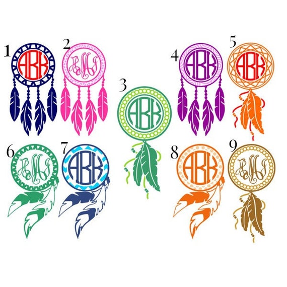 Download Items similar to Dream Catcher Monogram Decal, 9 different ...