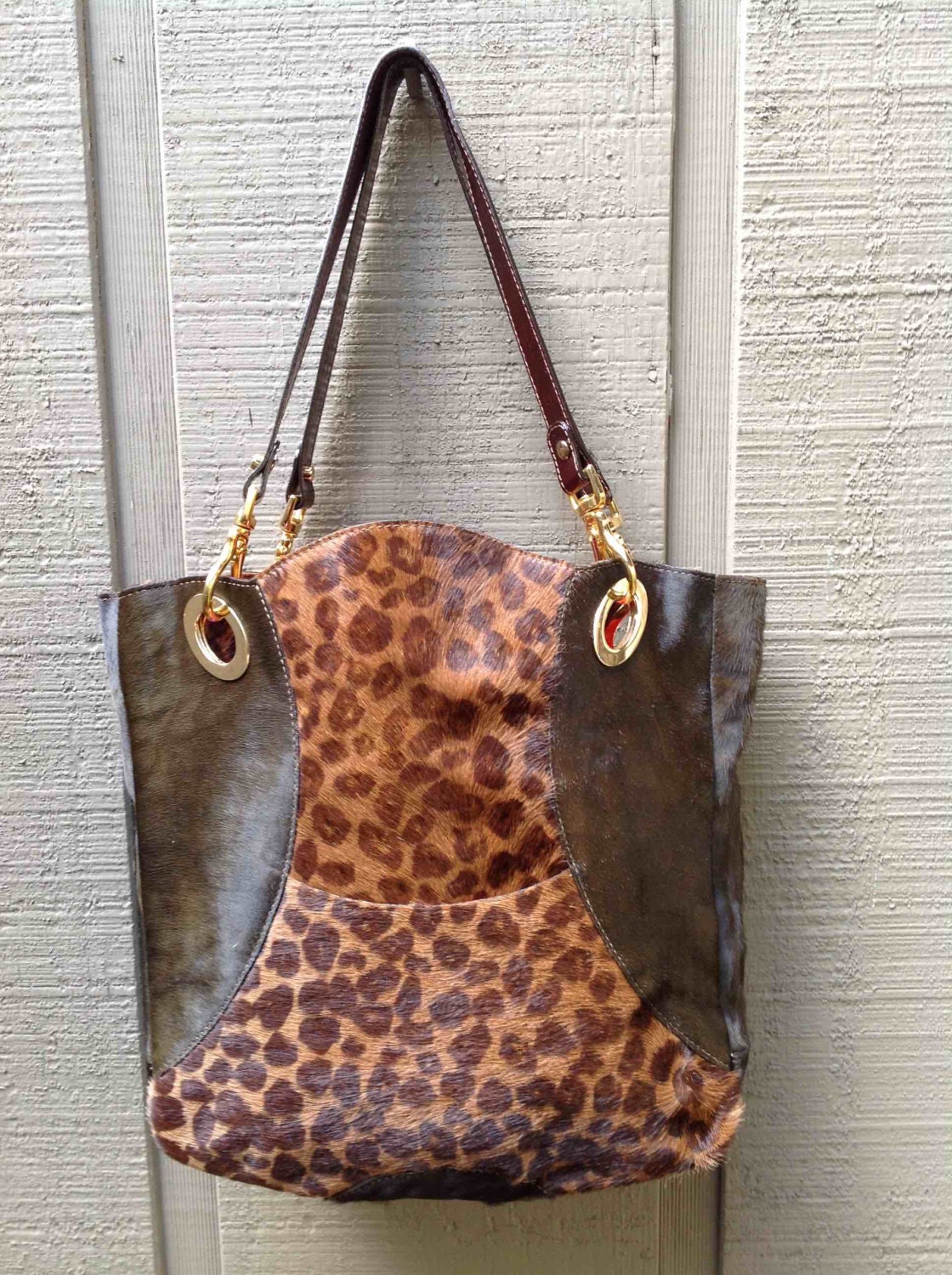 Leopard Print Calf Hair Tote Bag Royal by RoyalVictorybyJL