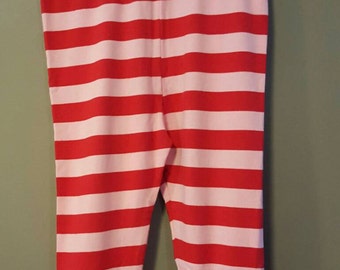 Size 8T - Red/pink stripe ruffle leggings