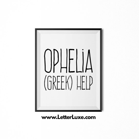 Ophelia Name Meaning Art Printable Baby Shower Gift