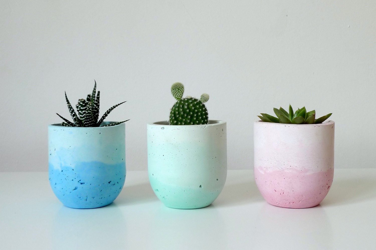 Concrete planter Concrete flower pot Ombre pastel planter