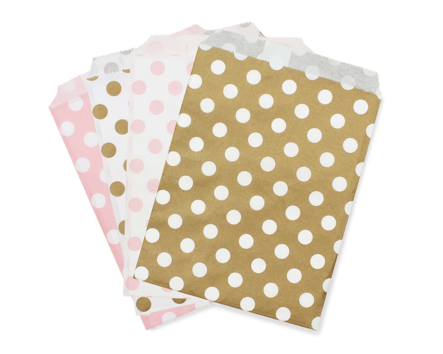 Party Favor Bag Paper Favor Bags Gold and Light Pink Polka