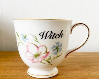 Witch | Custom Swear Teacup | Made To Order | Funny Rude Insult Obscenity Profanity | Unique Gift Idea