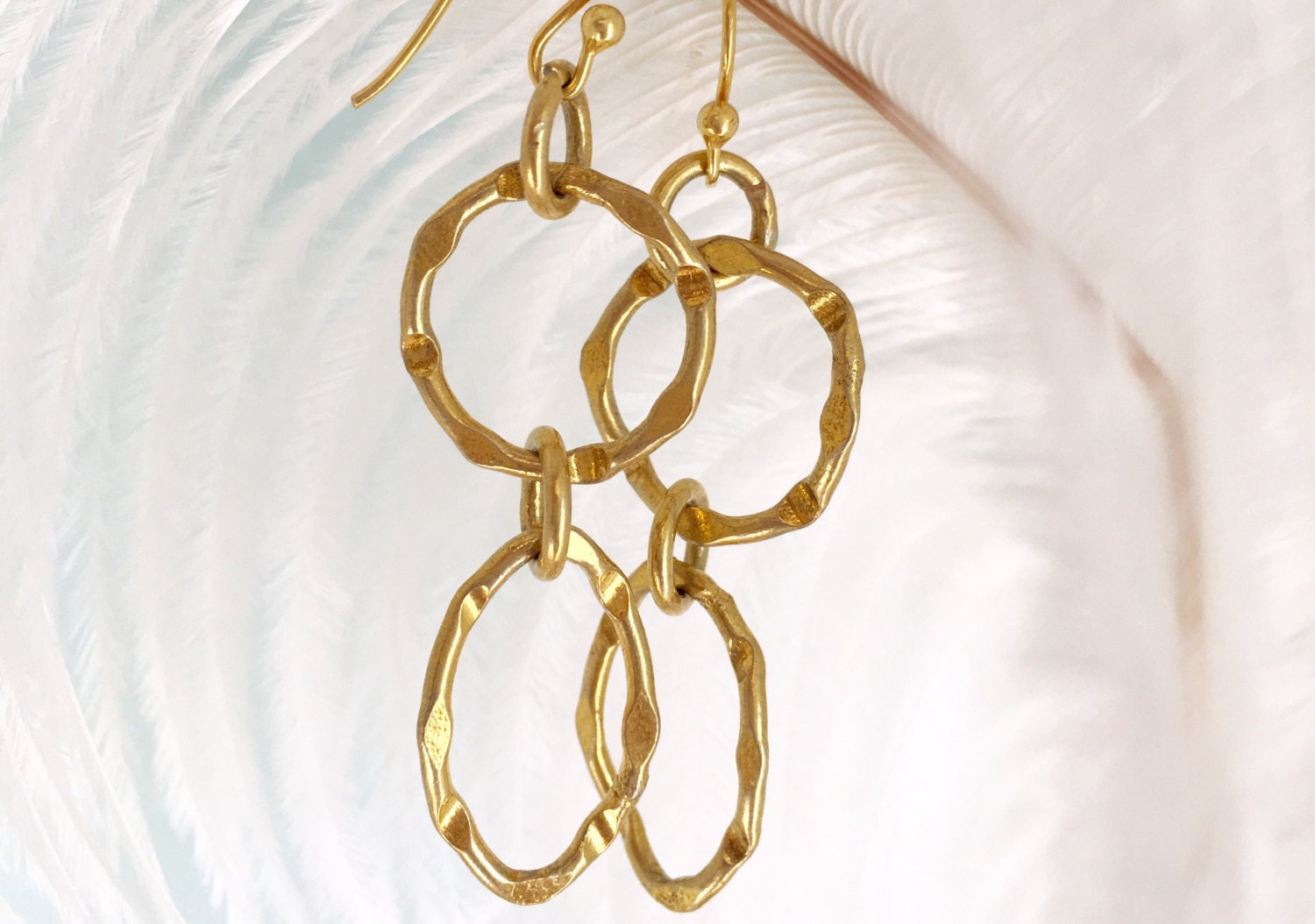 Double Linked Gold Chain Earrings