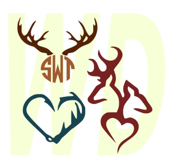 Download Deer antlers monogram svg dxf eps cutting files by ...