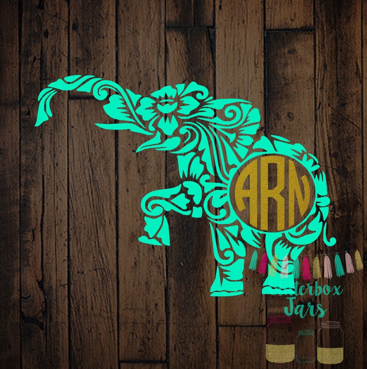 Elephant Monogram DecalElephant Decal Monogram Decal